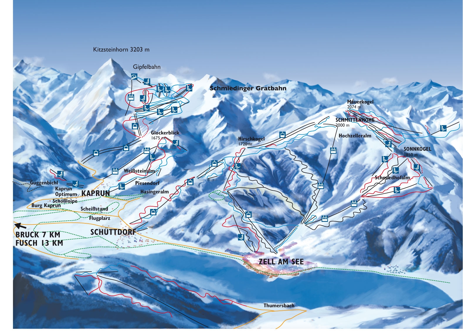 Plattegrond Skigebied Kaprun